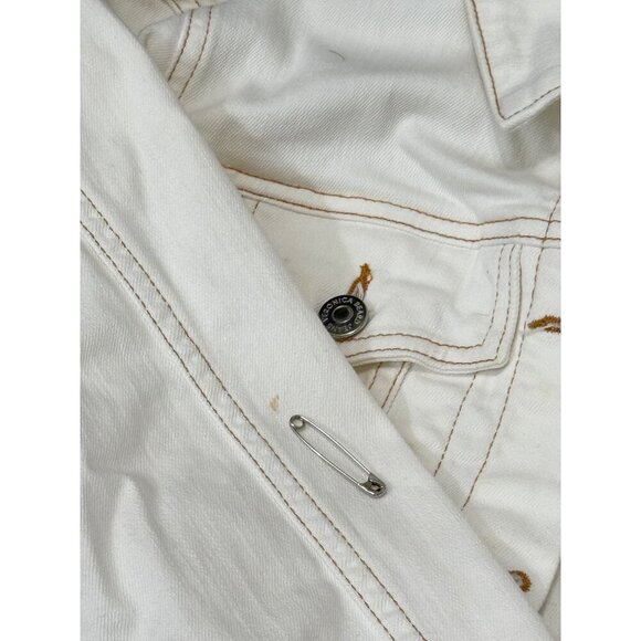 Veronica Beard Cara Cropped Denim Jean Jacket Ivory Off White Raw Hem Size S - Picture 8 of 15